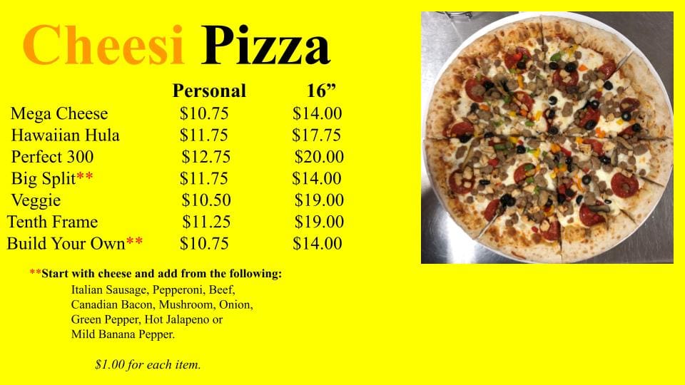 pizza menu items